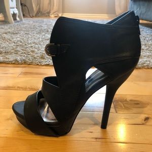 Black open toe heels